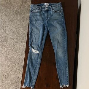 PAIGE Blue Ripped Ankle Jeans